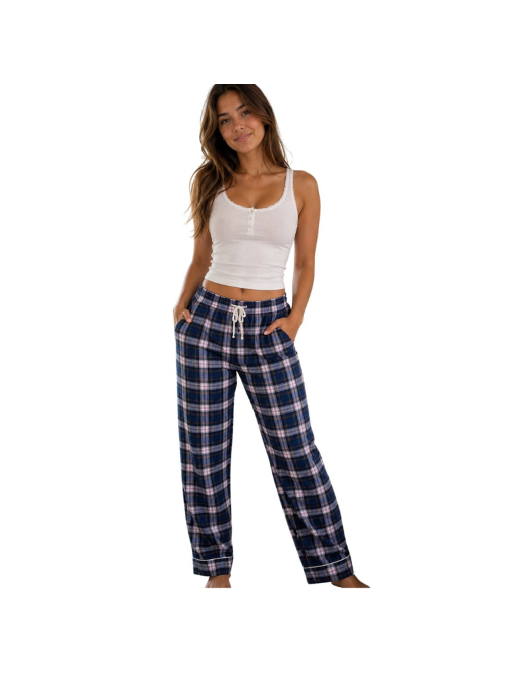 J.Crew Blue Purple Plaid Flannel Pajama Pants Sz M Womens Lounge Comfort Warm